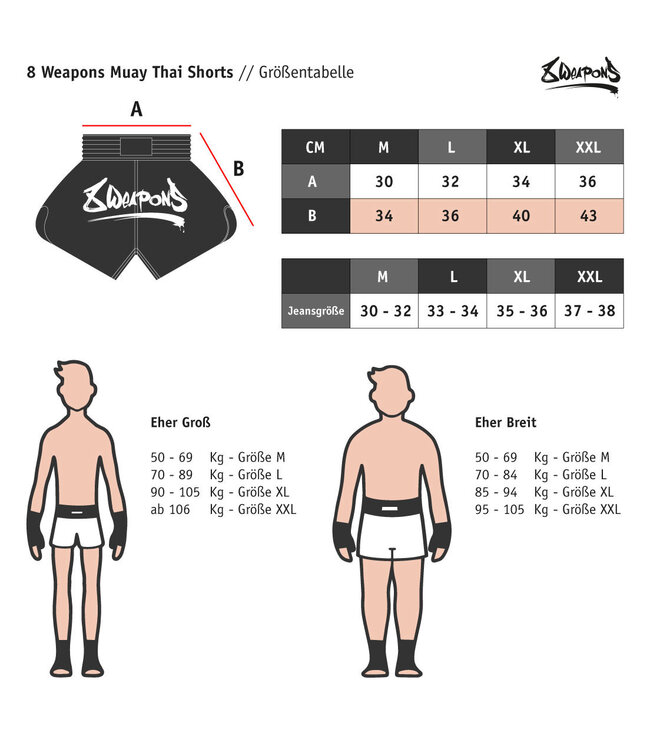 8 Weapons 8 WEAPONS Muay Thai Shorts Sak Yant Naga Black Red