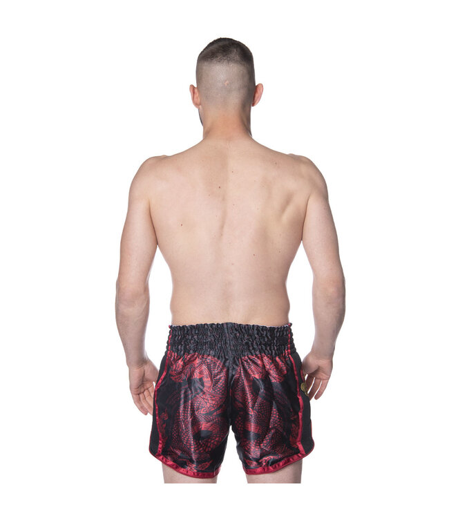 8 WEAPONS Muay Thai Shorts Sak Yant Naga Black Red