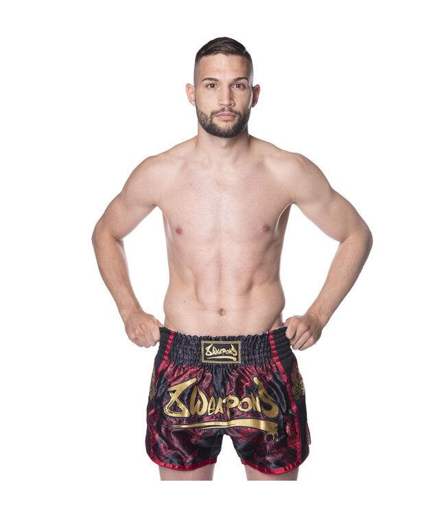 8 Weapons 8 WEAPONS Muay Thai Shorts Sak Yant Naga Black Red