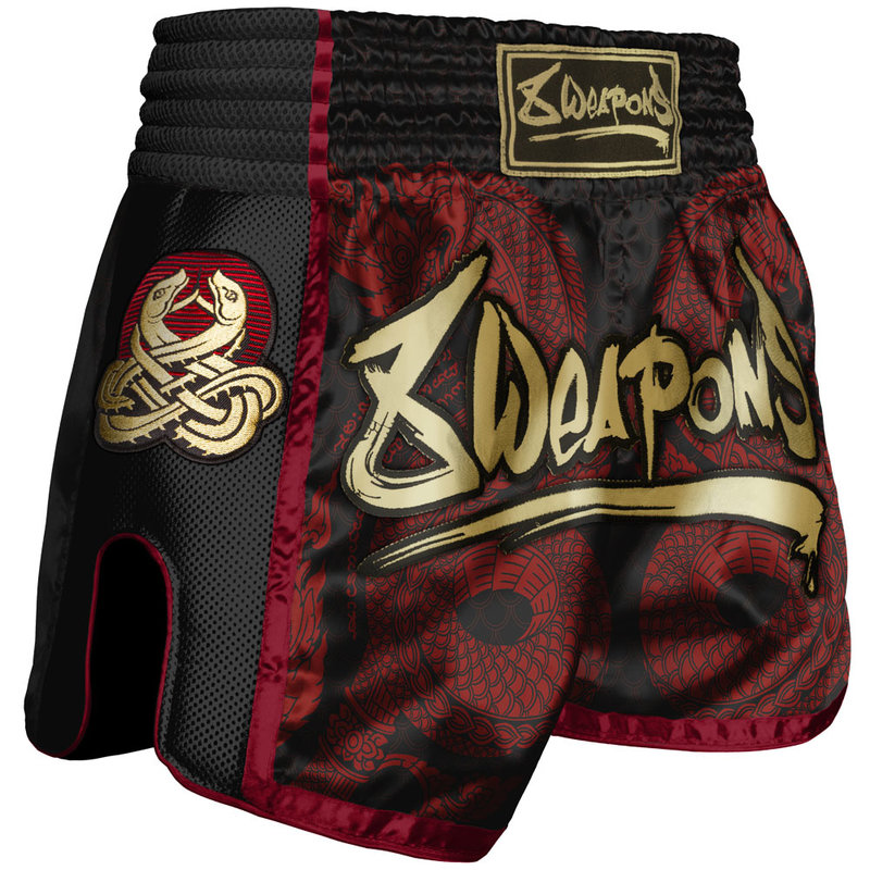 8 Weapons 8 WEAPONS Muay Thai Short Sak Yant Naga Zwart Rood