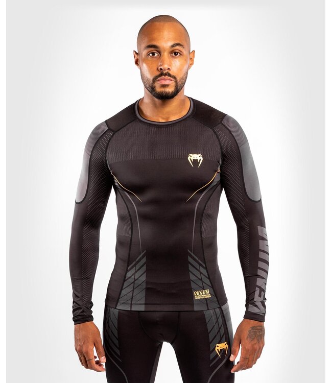 Venum Athletics Compression T-Shirt Rash Guard L/A Schwarz Gold