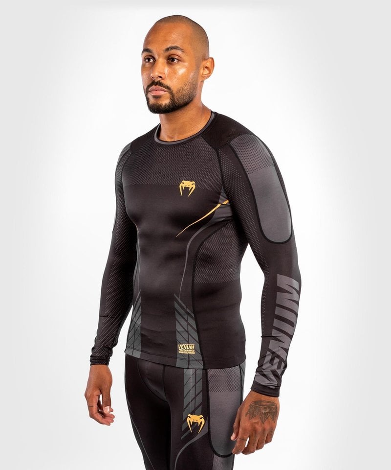 Venum Venum Athletics Compression T-Shirt Rash Guard L/A Schwarz Gold