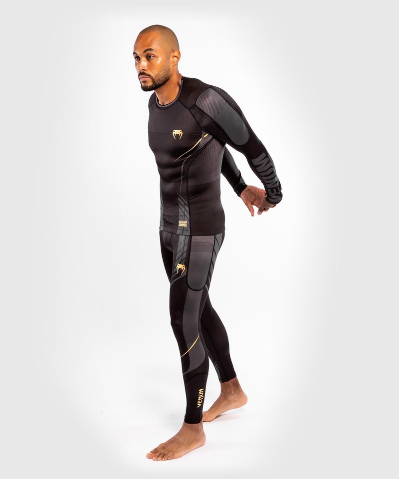 Venum Venum Athletics Compression T-Shirt Rash Guard L/A Schwarz Gold