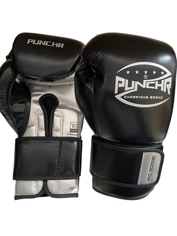 PunchR™  PunchR™ Pro Range Boxhandschuhe Schwarz Silber