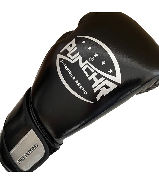 PunchR™ Pro Range Boxing Gloves Black Silver