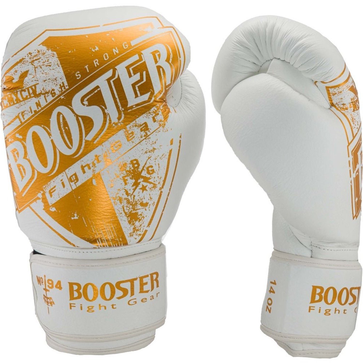 Booster Fight Gear Shin Guards Double Padded V3 White/Gold