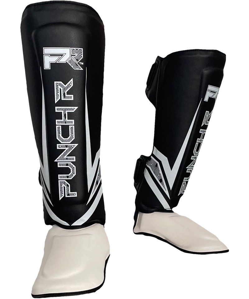 PunchR™  PunchR™ Electric Kickboks Muay Thai Scheenbeschermers Zwart Wit Microfiber