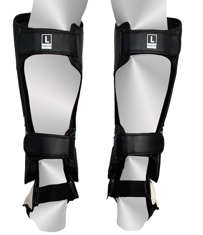 PunchR™ Electric Kickboxing Muay Thai Schienbeinschützer Schwarz-weiße Mikrofaser