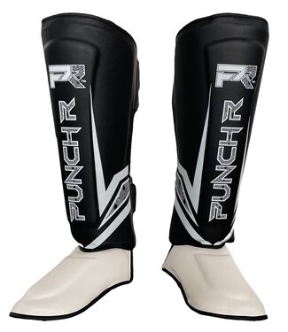 PunchR™  PunchR™ Electric Kickboxing Muay Thai Schienbeinschützer Schwarz-weiße Mikrofaser