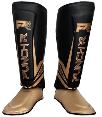 PunchR™  PunchR™ Electric Kickboxen Schienbeinschützer Schwarz Gold Mikrofaser