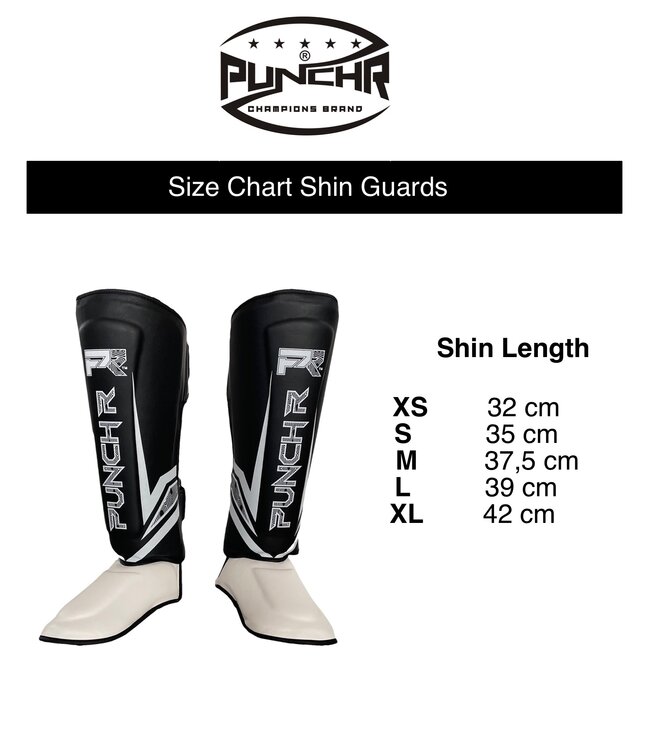 PunchR™ Electric Kickboxing Muay Thai Shin Guards Black White Microfiber