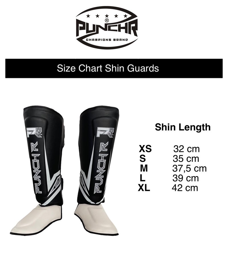 PunchR™  PunchR™ Electric Kickboxing Muay Thai Shin Guards Black White Microfiber