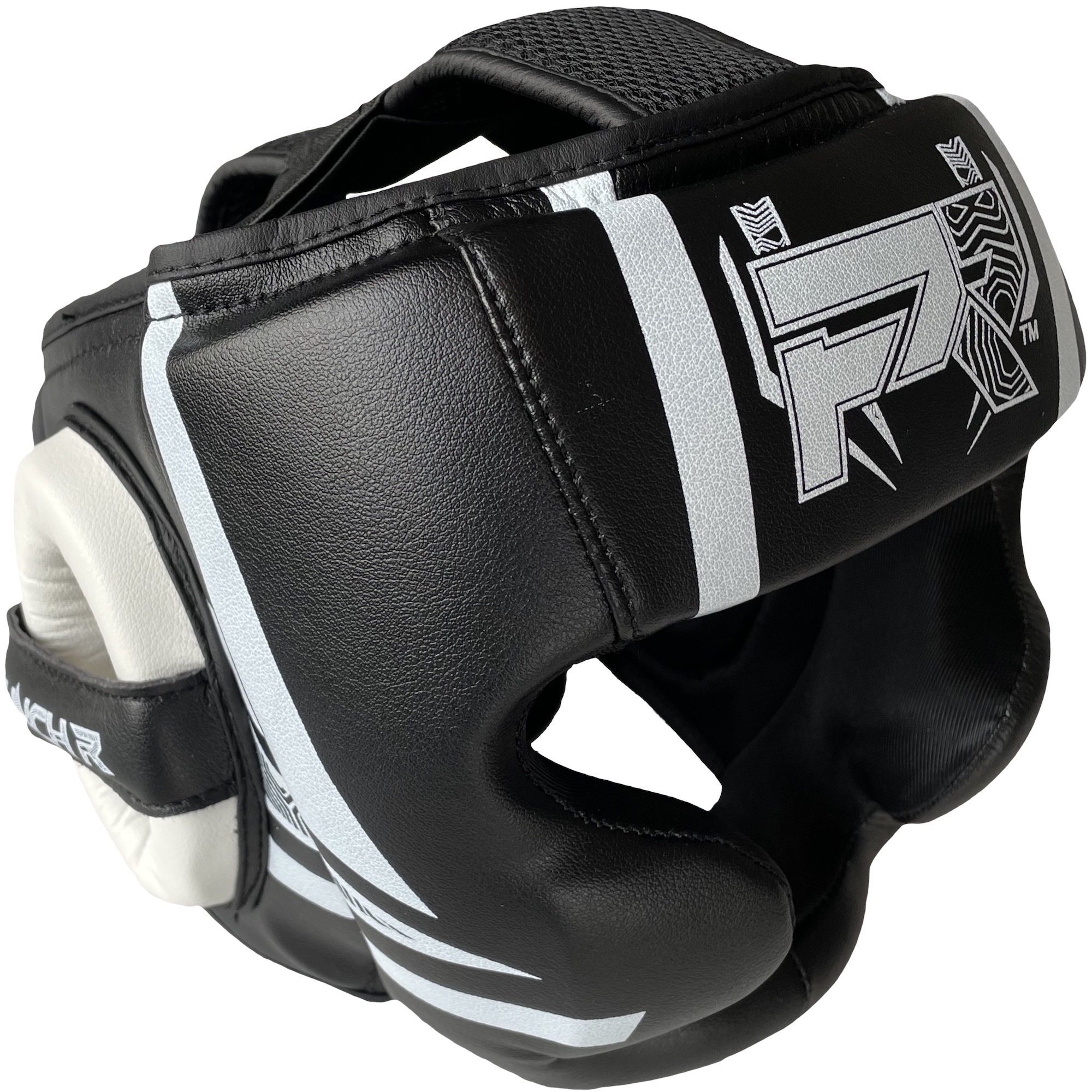 PunchR Martial Arts Headgear Electric Black White FIGHTWEAR SHOP EUROPE