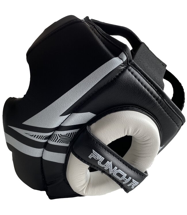 PunchR Martial Arts Headgear Electric Black White