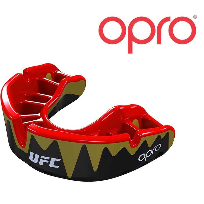UFC OPRO Platinum Mouthguard Black Metal Gold Red Mouth Protection