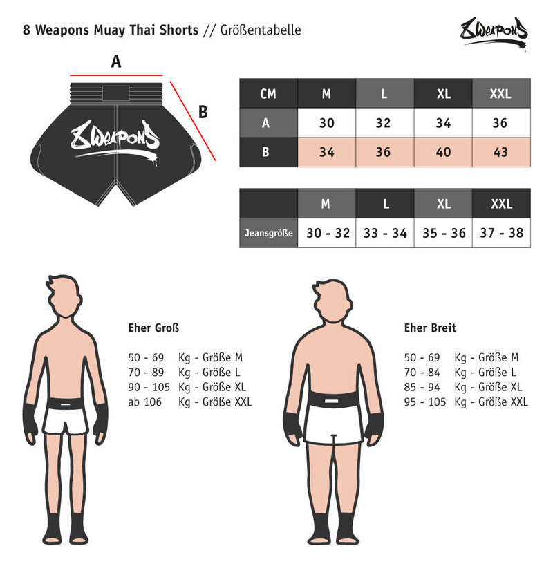 8 Weapons 8 WEAPONS Muay Thai Shorts Super Mesh Noir Schwarz
