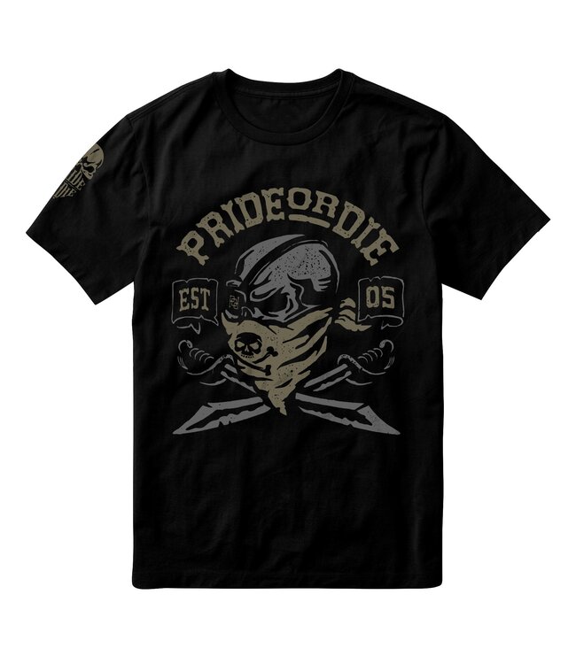 PRiDEorDiE Pirate T Shirt Zwart