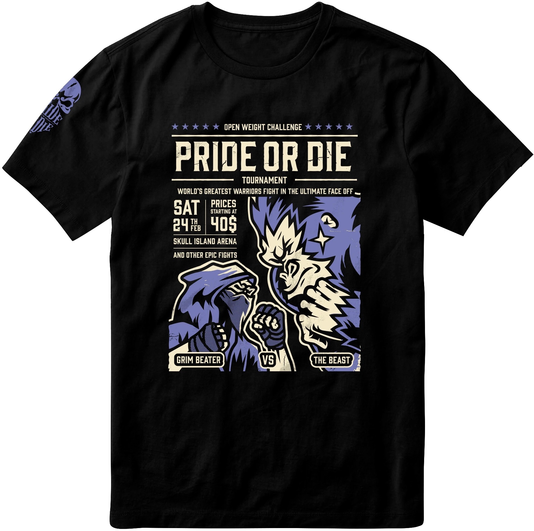 Pride or Die PRiDEorDiE Versus T Shirt Zwart
