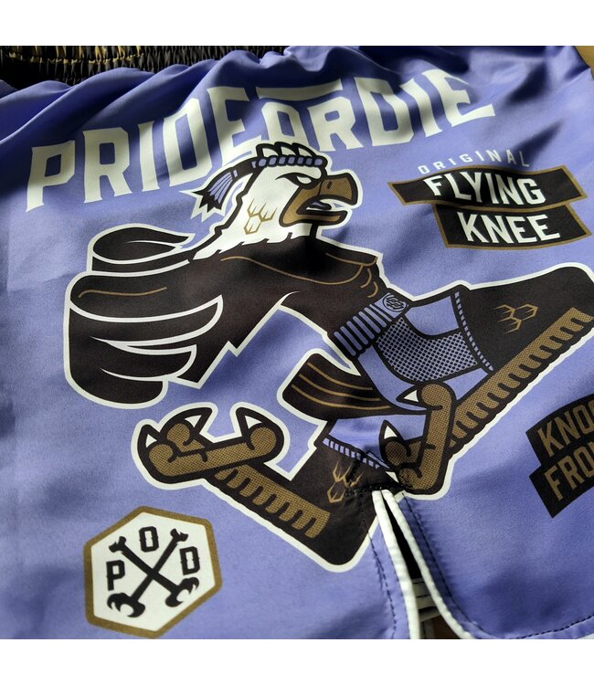 PRIDE or DIE Flying Knee Fight Shorts Purple
