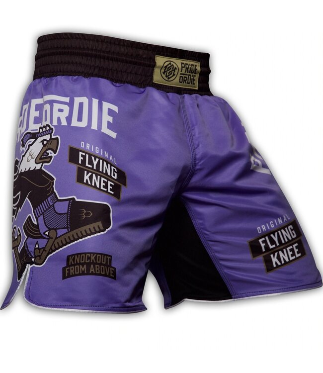 Pride or Die Flying Knee Fightshorts Paars Vechtsportbroek