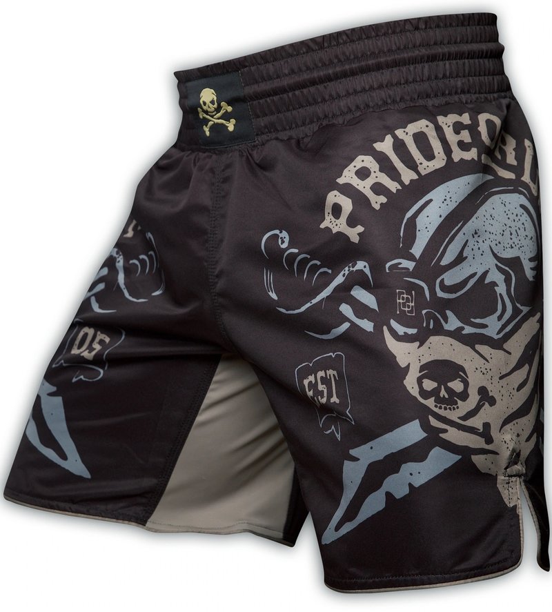 Pride or Die Pride or Die Pirate Fight Shorts Zwart Vechtsportbroek