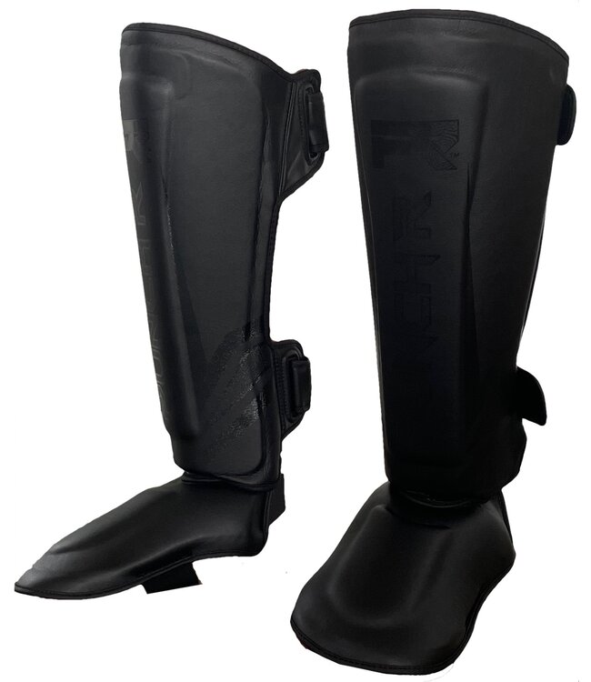 PunchR™ Electric Kickboxing Muay Thai Shin Guards Black Black Microfiber