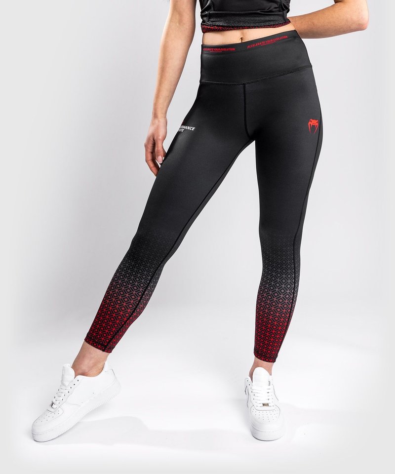 UFC Venum Performance Institute Sportleggings Women Black Red - FIGHTWEAR  SHOP EUROPE