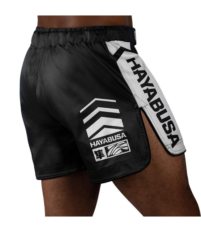Hayabusa Icon Mittellange Kampfshorts Schwarz Weiß