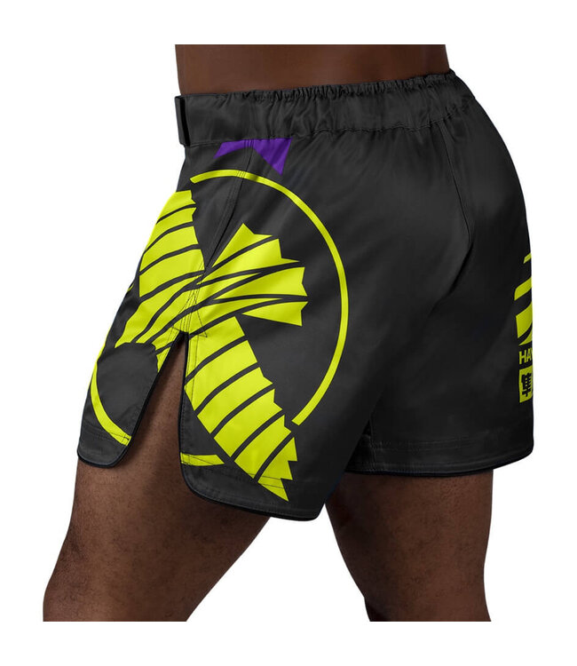 Hayabusa Icon Mid-Length Fight Shorts Black Neon