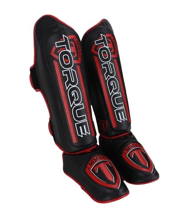 Torque Velocity Kickboxing Shinguards Black Red