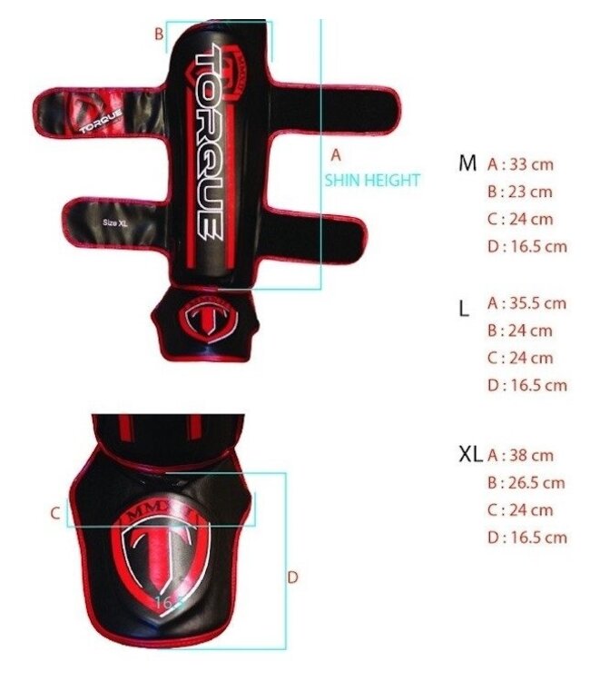 Torque Torque Velocity Kickboks Scheenbeschermers Zwart Rood