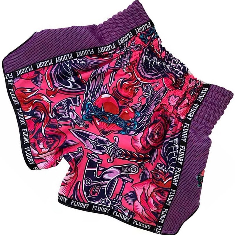 Fluory Fluory Muay Thai Kickboxing Shorts Pink Roses