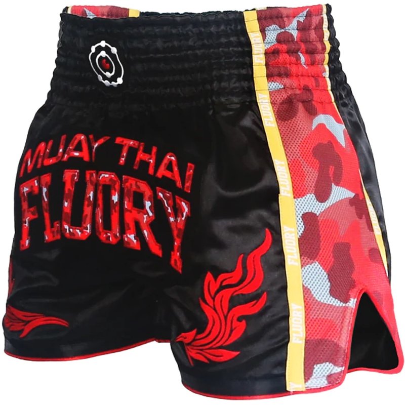 Fluory Fluory Muay Thai Kickboxing Short Black Camo Red