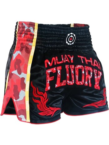 Fluory Fluory Muay Thai Kickboxing Short Black Camo Red