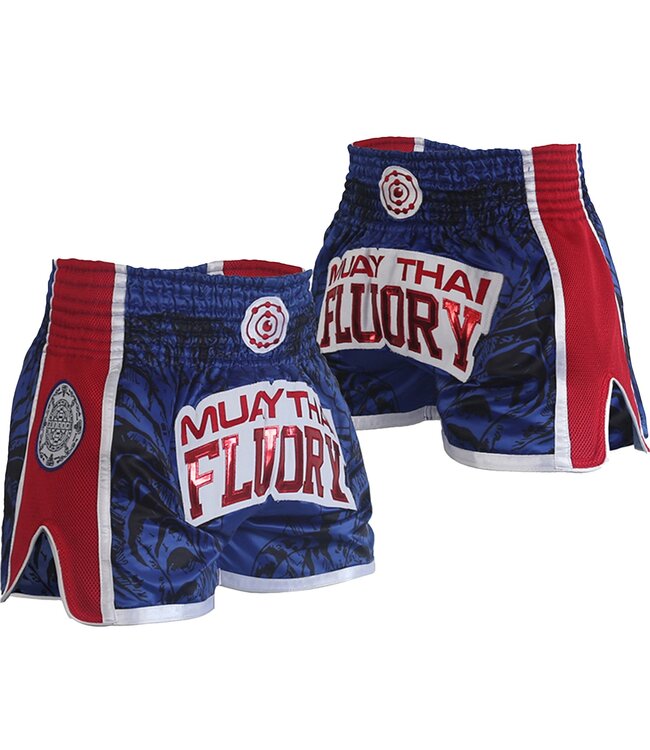 Fluory Fluory Sak Yant Tiger Kickboxing Shorts Blue Red