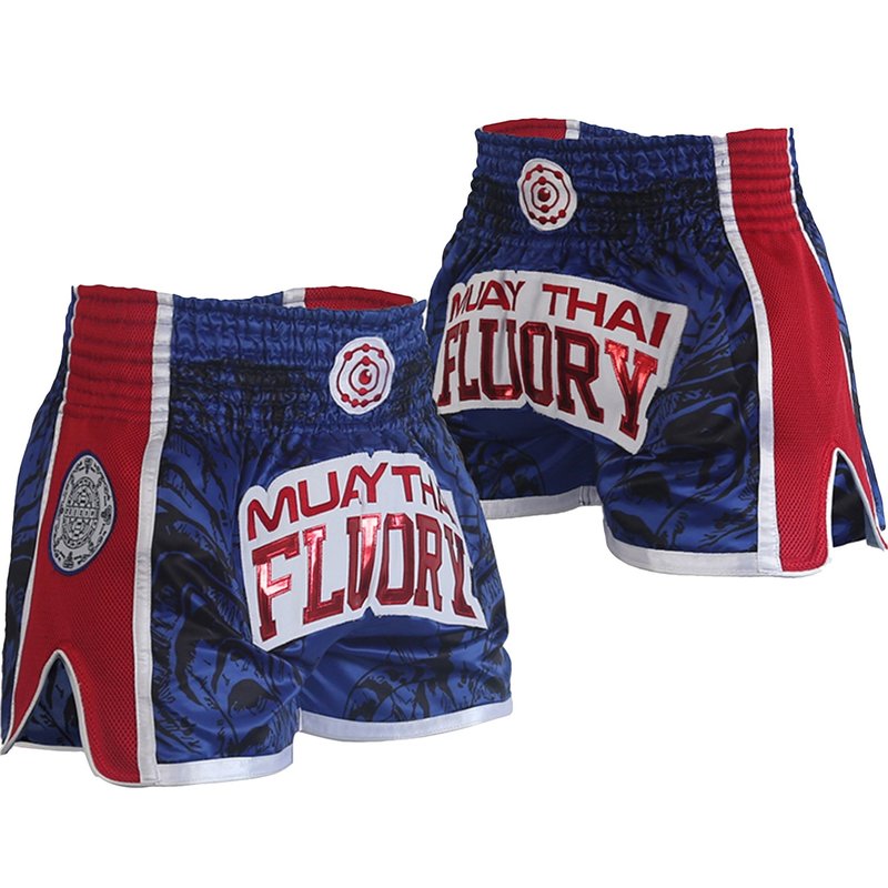 Fluory Fluory Sak Yant Tiger Kickboks Broekje Blauw Rood