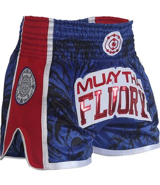 Fluory Fluory Sak Yant Tiger Kickboks Broekje Blauw Rood