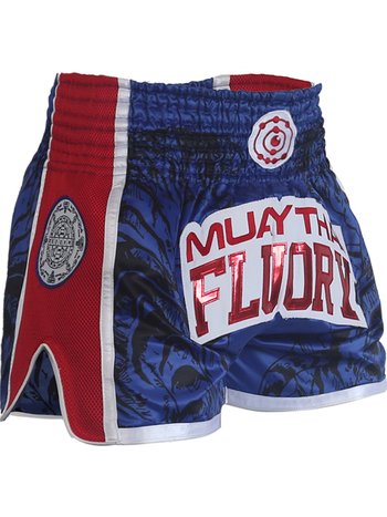 Fluory Fluory Sak Yant Tiger Kickboks Broekje Blauw Rood