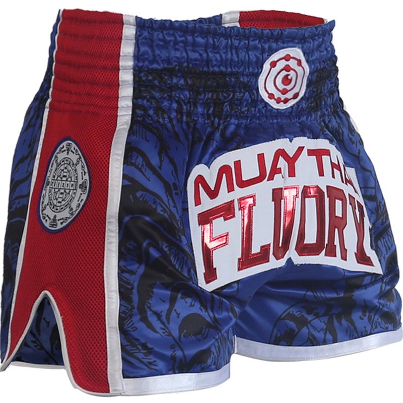 Fluory Fluory Sak Yant Tiger Kickboks Broekje Blauw Rood