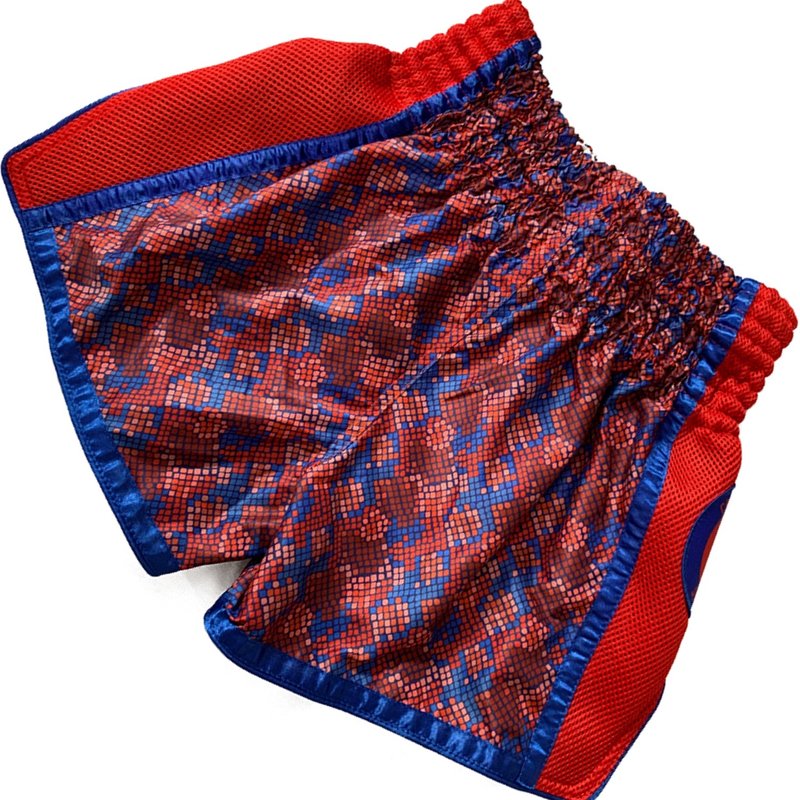 Fluory Fluory Muay Thai Kickboxing Short Square Colors Red