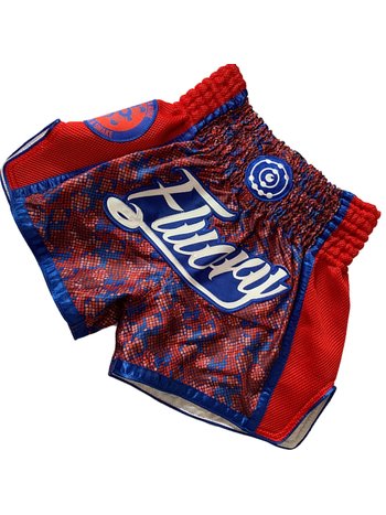 Fluory Fluory Muay Thai Kickboxing Short Square Colors Red