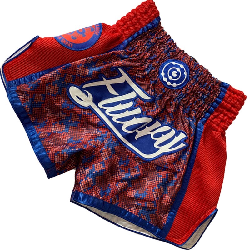 Fluory Fluory Muay Thai Kickboxing Short Square Colors Red