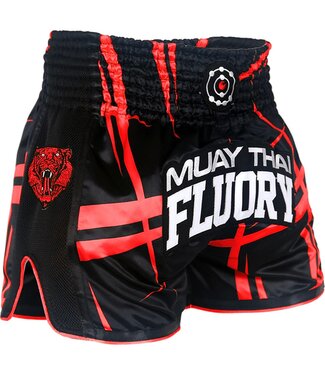 Fluory Fluory Kickboks Broekje Stripes Zwart Rood