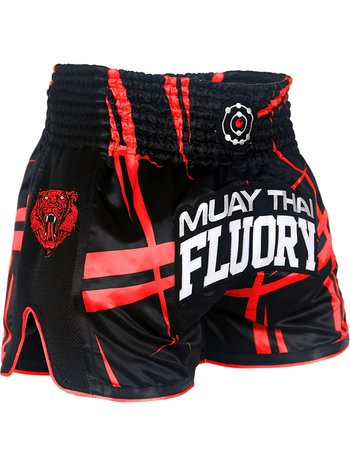 Fluory Fluory Kickboks Broekje Stripes Zwart Rood