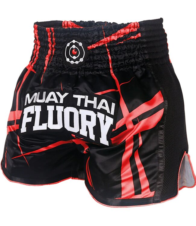 Fluory Kickboks Broekje Stripes Zwart Rood