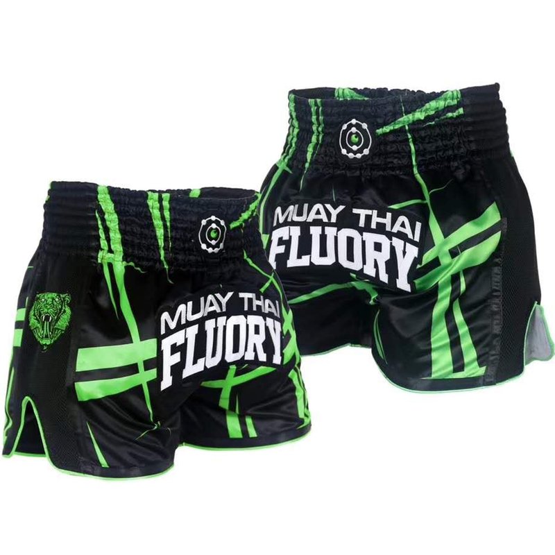 Fluory Fluory Kickboxing Höse Stripes Schwarz Grün