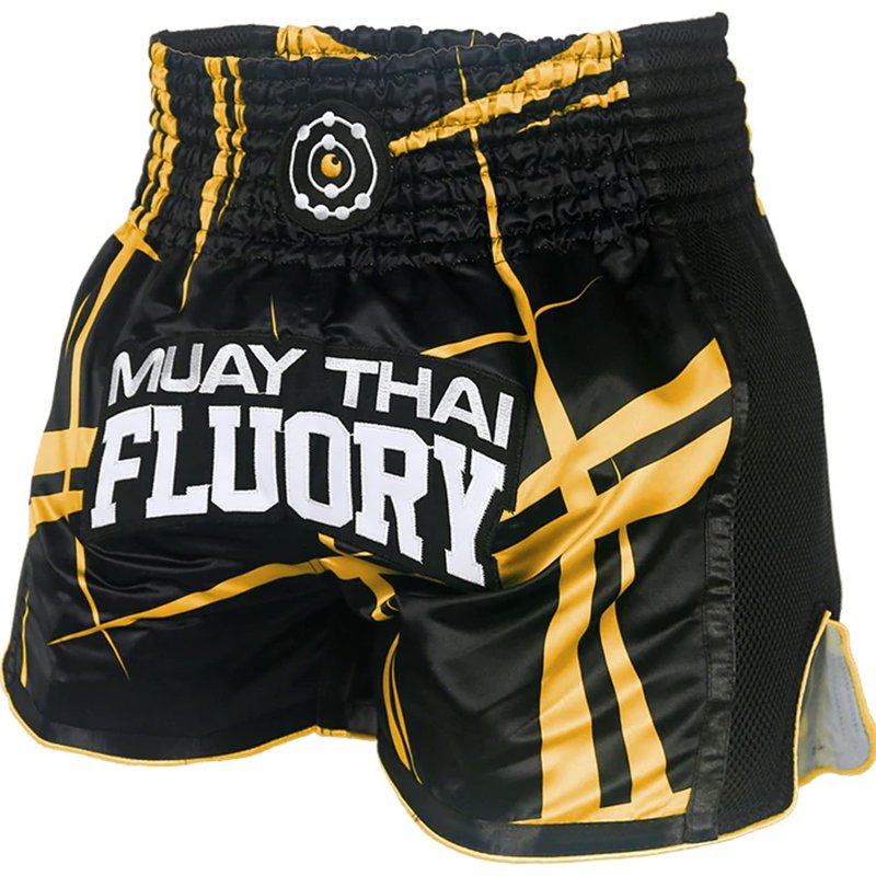 Fluory Fluory Kickboxing Shorts Stripes Black Yellow