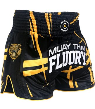 Fluory Fluory Kickboks Broekje Stripes Zwart Geel