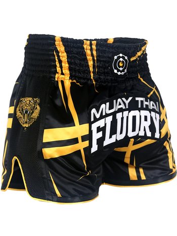 Fluory Fluory Kickboxing Short Stripes Schwarz Gelb