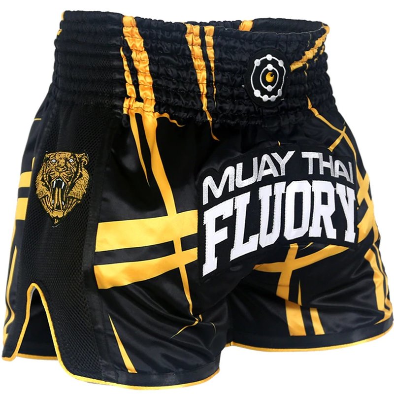 Fluory Fluory Kickboxing Shorts Stripes Black Yellow